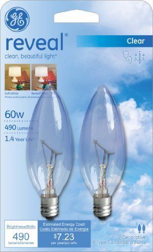 Ge lighting 48714 60-watt reveal blunt tip b10 2-pack for sale