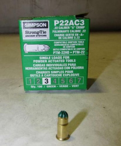 10  boxes / 1000 simpson strong-tie p22ac3  .22 cal a crimp loads, green  no. 3 for sale