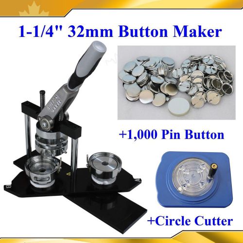 1-1/4&#034; 32mm all metal high quality button maker+cutter+1,000 metal pin badge for sale