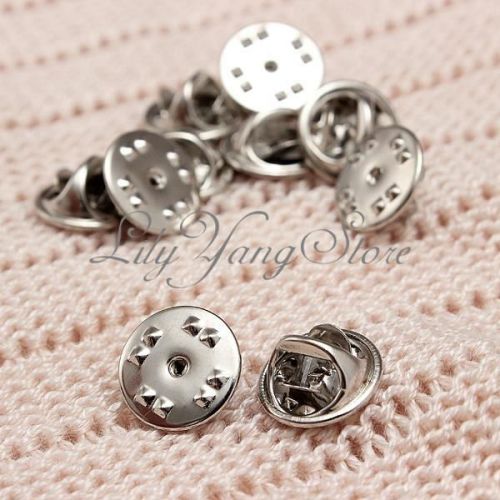 10Pcs Silver Metal Badges Hat Pin Tie Backs Tac Lapel Butterfly Clasps Fastener