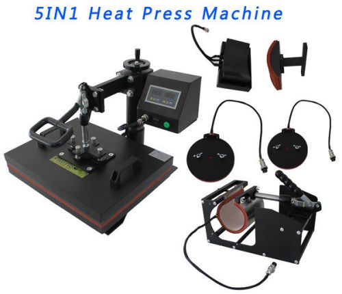 5IN1 Multi Heat Press Mug Plate Cap Hat T-shirt Art Sublimation Transfer Print