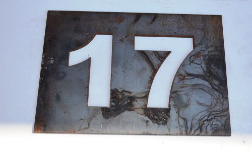 Reclaimed industrial steel stencil or deco. #17.  measures  10&#034; x 7&#034; x 1/8&#034; for sale