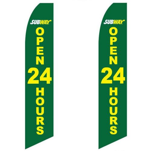Swooper Flag 2 Pack Subway Open 24 Hours Green With Yellow Text