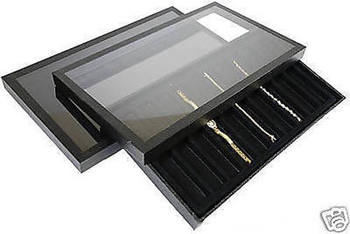 2-10 slot acrylic lid jewelry display case black tray for sale