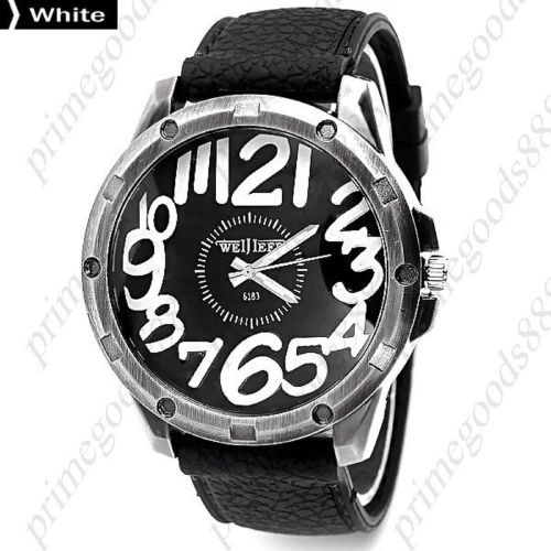 Big Numbers Numerals Rubber Quartz Analog Men&#039;s Wristwatch Free Shipping White