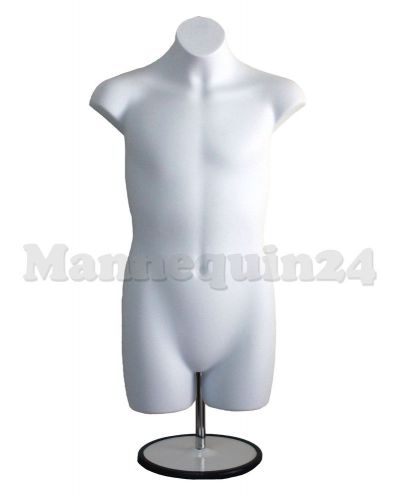 TEEN BOY BODY MANNEQUIN FORM (for Size 11-13 / WHITE-) with METAL STAND + HANGER