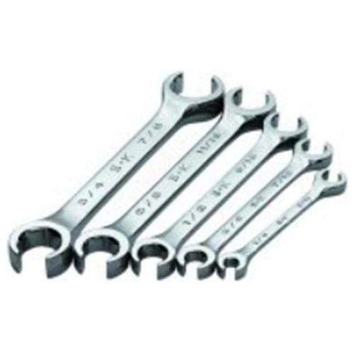S K Hand Tools 381 5 Piece Superkrome Sae Flare Nut Wrench Set