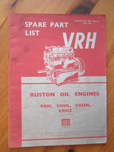 Ruston VRH spare parts list 1955