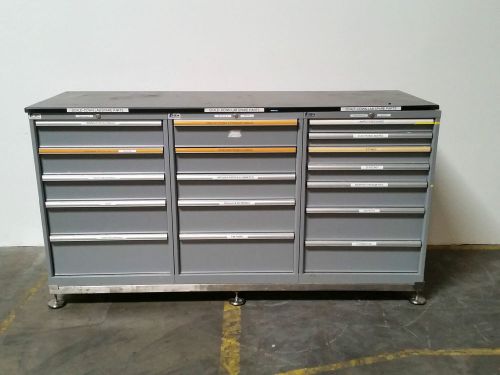 Lista 17 Drawer Heavy Duty Cabinet  7&#039; Long w/ Chemical Top  - Parts Cabinet