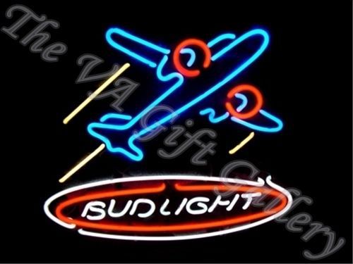 Budweiser War Plane Neon Sign Light Football Beer Alcohol Airplane Pilot 18x12