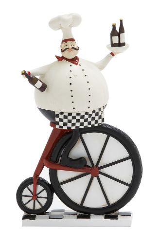 New Holding Cake Design 12&#034; Polystone Chef in Black and White