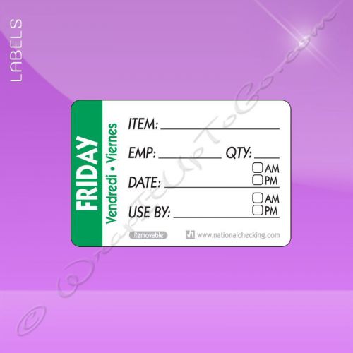 2 X 3 Trilingual Item/Date/Use By Removable Label – Friday
