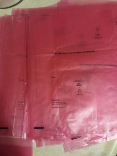 14&#034; X 10&#034; 6 mil Pink Poly Bags ANTISTATIC FLAT OPEN ENDED LOT OF 350