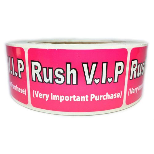 Glossy Pink &#034;Rush VIP (Very Important Purchase)&#034; Sticker - 2.5&#034; by 1.5&#034; - 500 ct