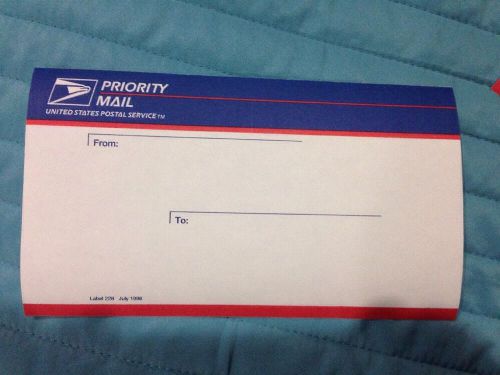 2 Genuine USPS Priority Mail 228 Blue Top Labels July 1996