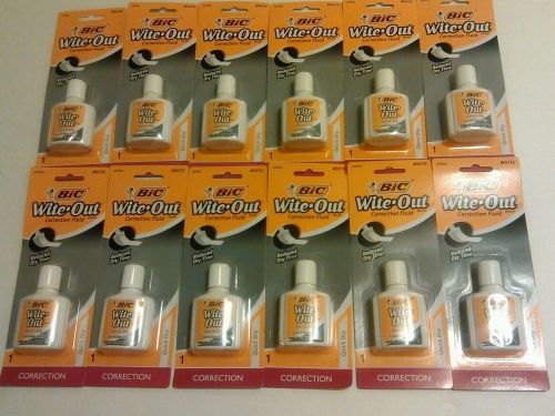 Bic Wite Out White Correction Fluid Quick Dry Lot of 12