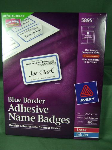 AVERY BLUE BORDER ADHESIVE NAME BADGES #5895 1 BOX OF 400