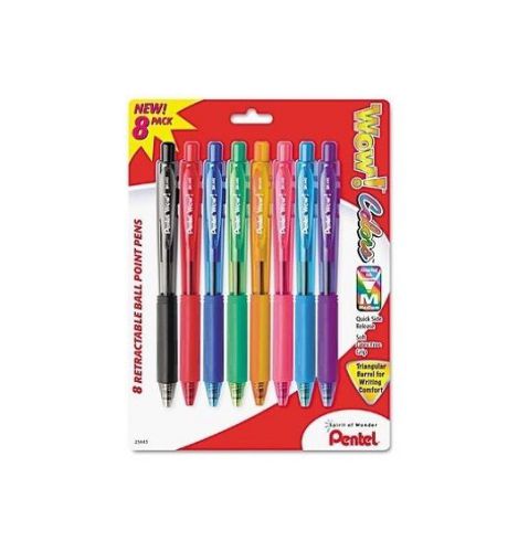 Pentel  WOW Ballpoint Retractable Pen Assorted Ink Medium 8 Per Pack - New Item