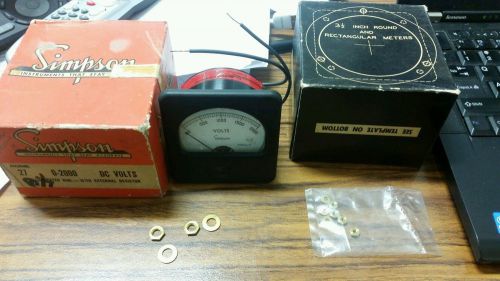 Simpson DC VOLTS Direct Current Meter Model 27 Vintage 0-2000 ILLUMINATED DIAL