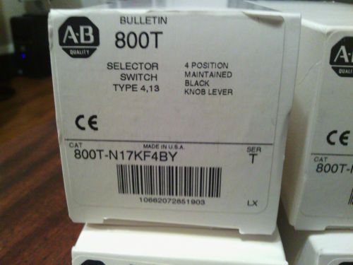 NEW! Allen-Bradley800T- N17KF4BY Ser T / Black Selector Switch