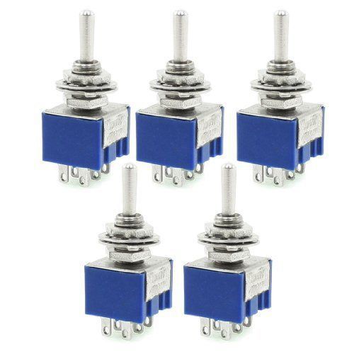 5 Pcs ON-ON 3-Terminals Double Pole Dual Throw Toggle Switch 6A 125VAC New