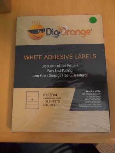 Digi Orange White Adhesive Labels for Laser/Inkjet Printers 8&#034;x2.5&#034;x4 **New**