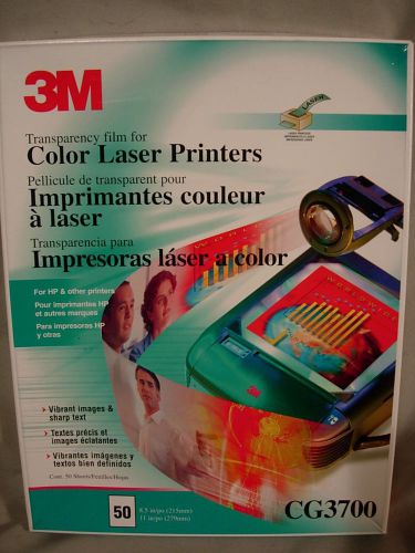 3M CG3700 TRANSPARENCY FILM FOR COLOR LASER PRINTERS: 25 Sheets