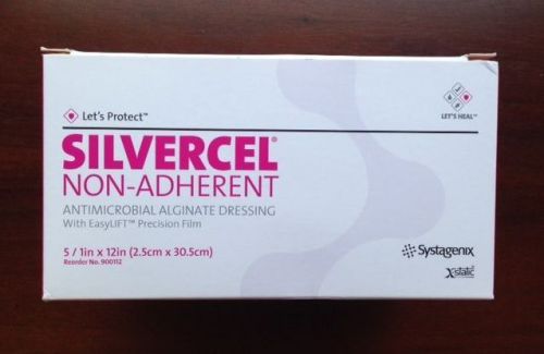 SILVERCEL Non-Adherant 1&#034;x12&#034; 5/BX #900112 Antimicrobial Algintate SYSTAGENIX