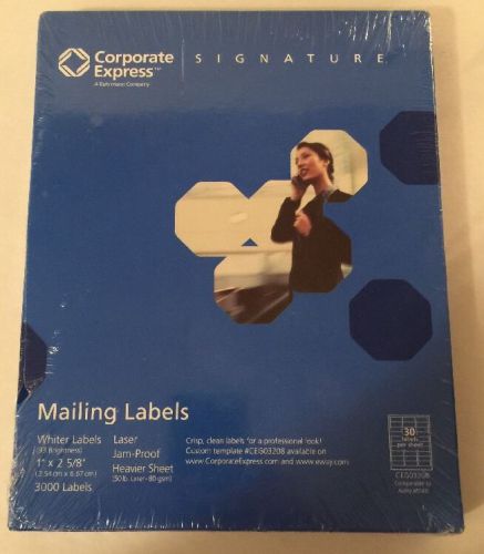 Corporate express mailing labels whiter labels laser 93 brightness 1&#034; x 2 5/8&#034; for sale