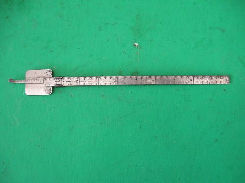 vintage 6 in. metal pocket clip sliding machinist ruler USA