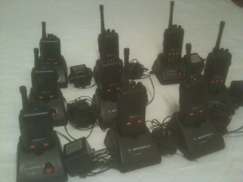 Lot of 9 motorola radius sp50  2-way radios w/charging unit for sale