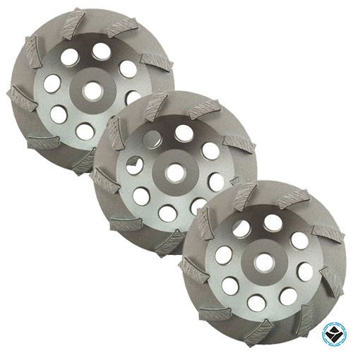 (3 PACK) 5&#034; Turbo Concrete Grinding Cup Wheel 9 Segs 5/8&#034;-11 Thread