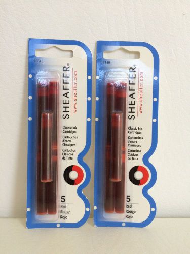 10 SHEAFFER RED Classic Fountain Pen Ink Cartridges – New