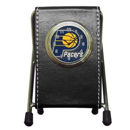 Custom Indiana Pacers Leather Pen Holder Desk Clock (2 in 1) Free Shipping