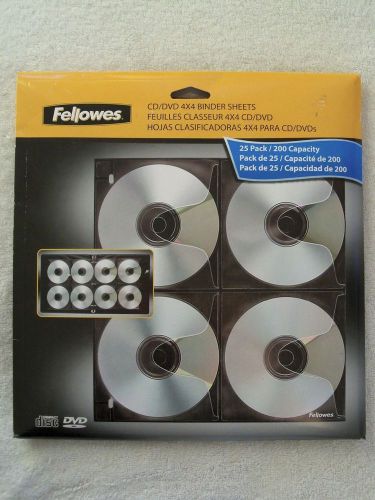 Fellowes cd refill pages three-ring binder double-sided, 25/pack, 4x4 sheets for sale