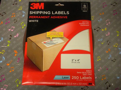 3M 3100-S (250 Count) White Laser Shipping Labels 2&#034;x 4&#034; Avery 5263/5163