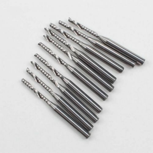 10pcs Solid Carbide Single Flute Spiral Bit for Acrylic ABS 3.175x2x15mm