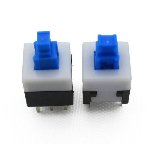 100PCS 8X8mm Cap Self-locking Type Square Blue Button Switch Control NEW Z3