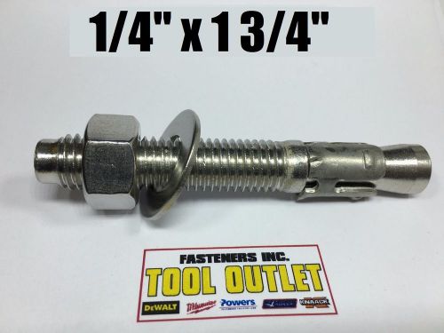 (QTY 100) 1/4&#034; x 1 3/4&#034; Concrete Wedge Anchor Stainless Steel Grade 304