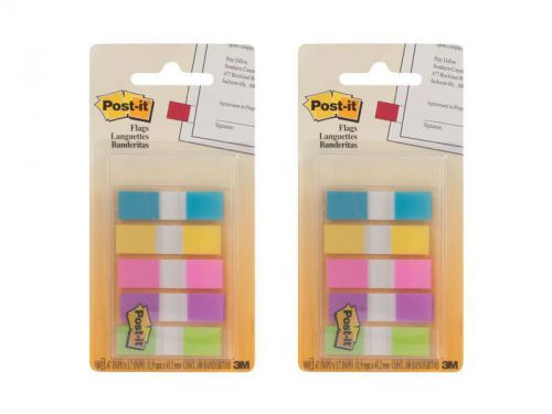Post-it Flags with On-the-Go Dispenser, Assorted Bright Colors,1/2&#034; Wide -2 PACK