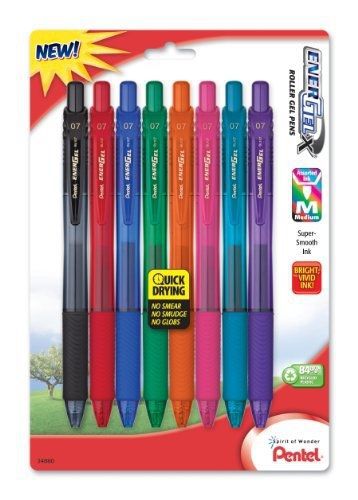 Pentel EnerGel-X Colors Retractable Liquid Gel Pen, 0.7mm, Metal Tip, Assorted
