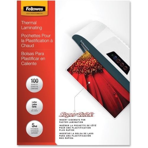 New fellowes 5223001 glossy superquick pouches letter, 5 mil, 100 pack for sale