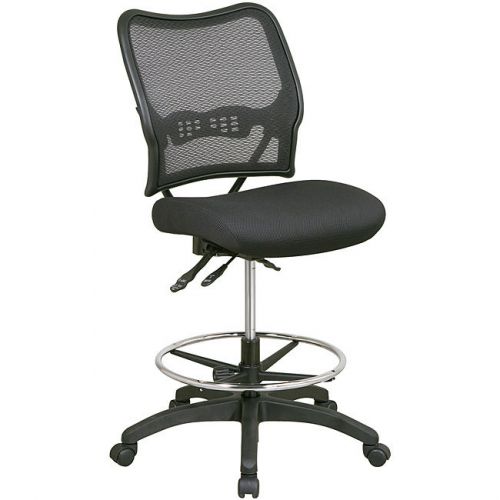 Space Black Drafting Chair with Breathable Dark Air Grid Back