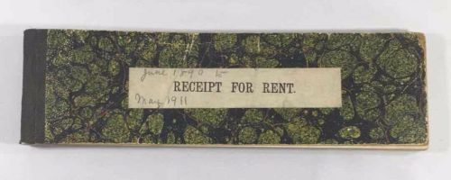 Antique RENT RECEIPT BOOK Dated 1890-1911 Partial VINTAGE Record Keeping Invoice