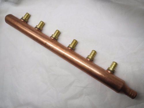 6-Port PEX Copper Manifold 1/2&#034;-Branch 3/4&#034;-inlet Closed