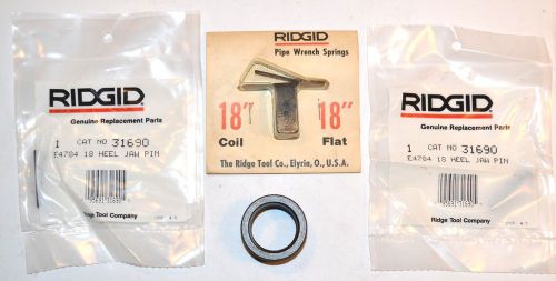 Nos ridgid usa 18&#034; pipe wrench parts 2 x heel pin, nut, coil &amp; flat spring $28 for sale