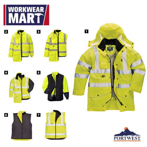 Portwest hi vis traffic jacket 7-in-1 visibility ansi reflective work coat us427 for sale