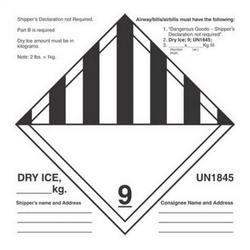 6&#039;&#039; x 6&#039;&#039; Class 9 Dry Ice Labels UN1845 (Roll of 500)