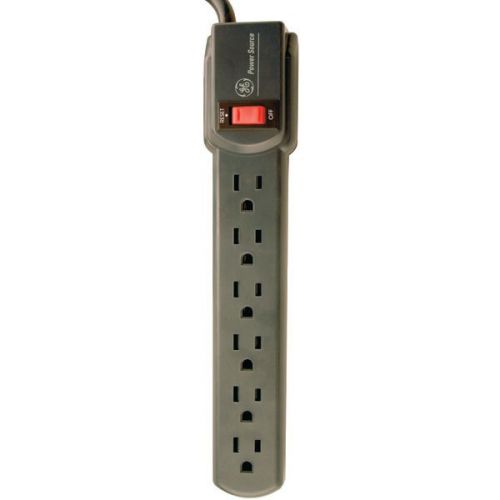 GE 56223 Grounded Power Strip w/6 Outlets Gray 3/ Cord