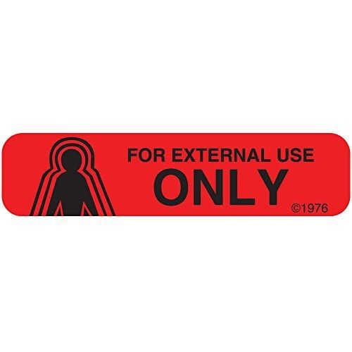 PHARMEX 1-11G Permanent Paper Label, &#034;FOR EXTERNAL USE&#034;, 1 9/16&#034; x 3/8&#034;, Red